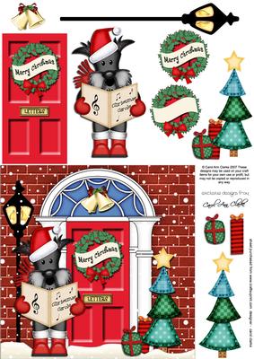 Singing Scottie Dog Christmas Door Quick Card & 3D Decoupage