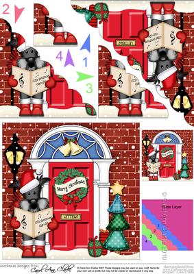 Singing Scottie Dog Christmas Door Scallop Corner Stacker