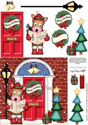 Singing Gigi Horse Christmas Door Quick Card & 3D Decoupage