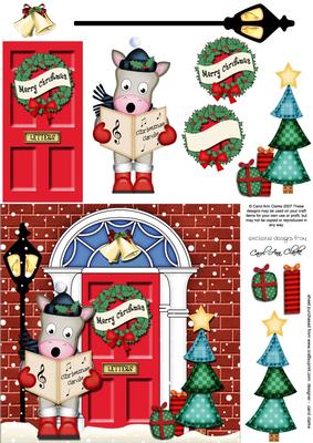 Singing Gigi Horse Christmas Door Quick Card & 3D Decoupage