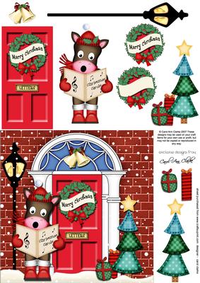 Singing Gigi Horse Christmas Door Quick Card & 3D Decoupage