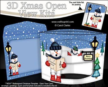 3D Carol Singing Snowman Christmas Open View Card Kit