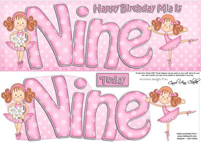 9th Birthday Mia Ballerina Large Dl & 3D Decoupage