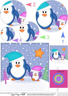 Xmas Penguin Felties Circle Pyramage Topper