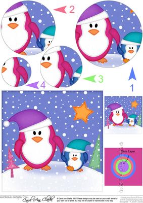 Xmas Penguin Felties Circle Pyramage Topper