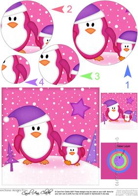Xmas Penguin Felties Circle Pyramage Topper