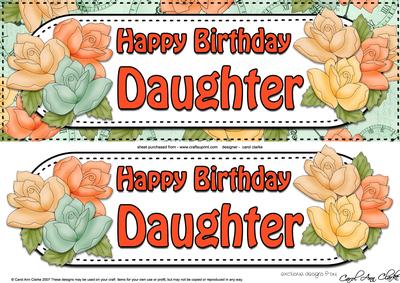 Large Dl Birthday Daughter Roses Card & 3D Decoupage