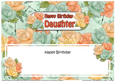 Birthday Daughter Roses Large Dl Matching Insert