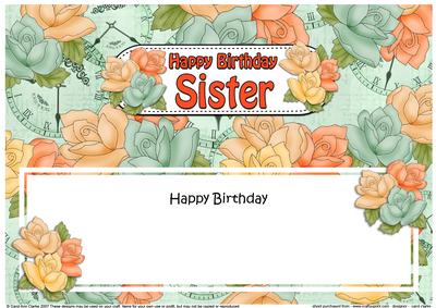 Happy Birthday Sister Roses Matching Large Dl Insert