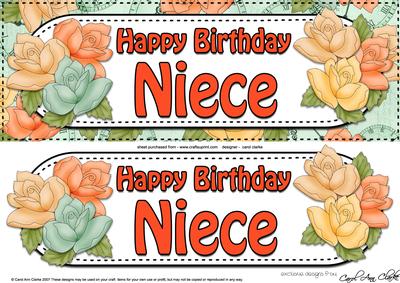 Large Dl Happy Birthday Niece Roses Card & 3D Decoupage