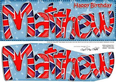 Uk Flag Birthday Matthew Large Dl Quick Card 3D Decoupage