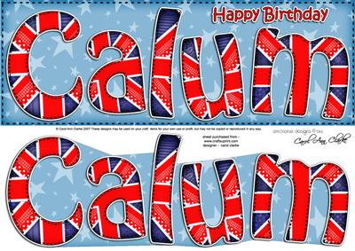 Uk Flag Birthday Calum Large Dl Quick Card 3D Decoupage