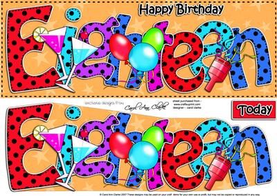 18th Birthday Cocktails Large Dl Quick Card 3D Decoupage