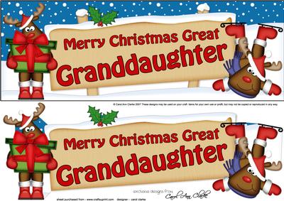 Xmas Great Granddaughter Rudolph Signpost Lge Dl Decoupage