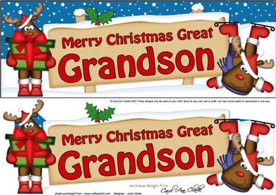 Xmas Great Grandson Rudolph Signpost Lge Dl Decoupage
