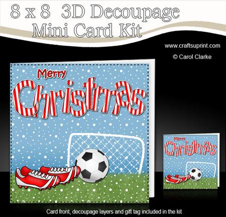 8 x 8 Christmas Football Mini Kit 3D Decoupage