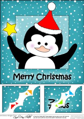 8 x 8 Christmas Penguin Scalloped Corner Topper