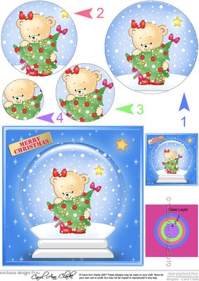 Rosie's Xmas Tree Snowglobe Circle Pyramage Topper