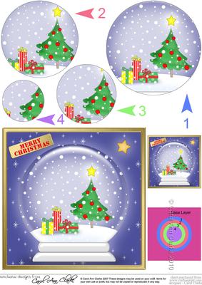 Xmas Tree Snowglobe Circle Pyramage Topper