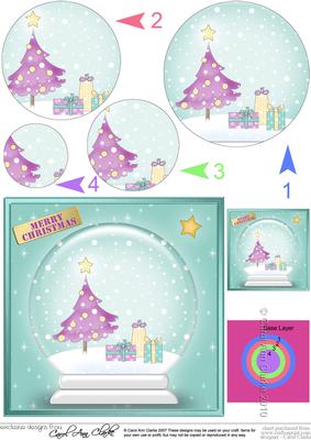 Xmas Tree Snowglobe Circle Pyramage Topper