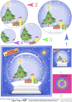Xmas Tree Snowglobe Circle Pyramage Topper