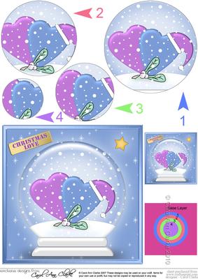 Xmas Love Hearts Snowglobe Circle Pyramage Topper