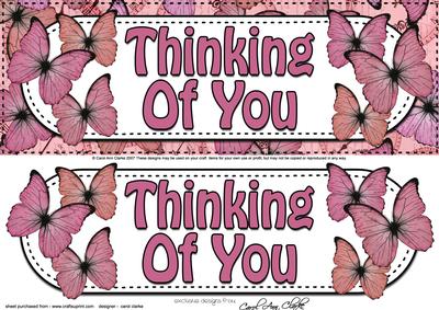 Large Dl Thinking of You Butterflies Card & 3D Decoupage