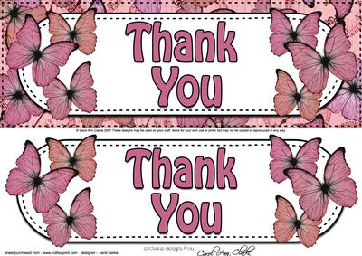 Large Dl Thank You Butterflies Card & 3D Decoupage