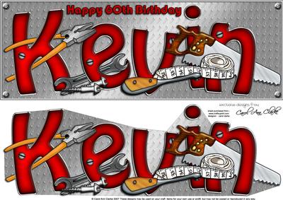 Large Dl 60th Birthday Kevin DIY Tools 3D Decoupage