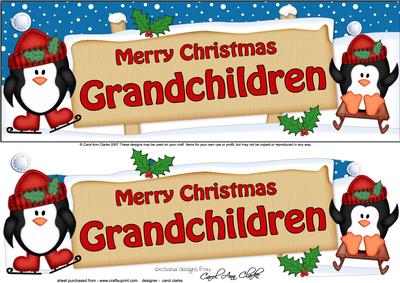 Xmas Grandchildren Penguins Signpost Lge Dl Easicut Decoupag