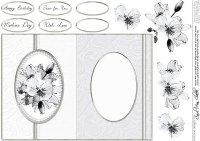 Posy & Pearls Fold Back Card with Decoupage