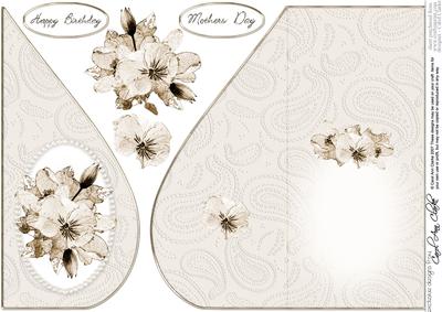 Posy & Pearls Teardrop Card