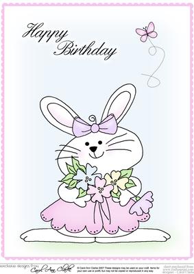 A4 Little Girl Bunny - Birthday