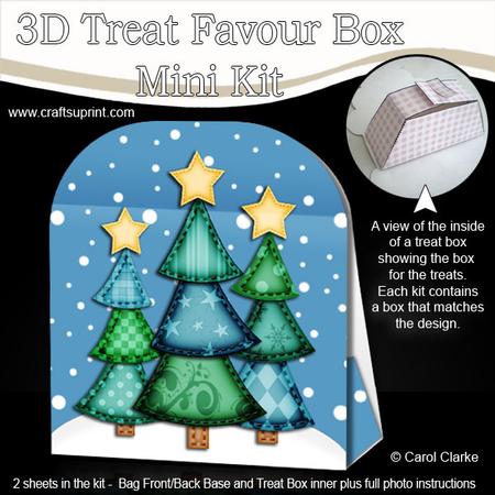 3D Xmas Trees Treat or Favour Box Mini Kit