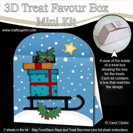 3D Xmas Sledge Treat or Favour Box Mini Kit