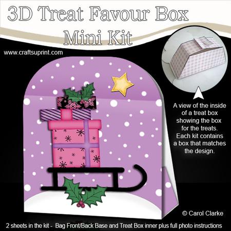 3D Xmas Sledge Treat or Favour Box Mini Kit