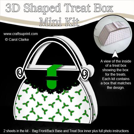 Xmas Holly Handbag Shaped Treat or Favour Box Mini Kit