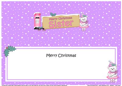 Christmas Sister Teddy Signpost Large Dl Matching Insert