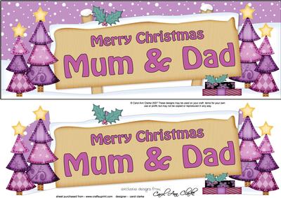 Xmas Mum & Dad Trees Signpost Large Dl Easicut 3D Decoupage