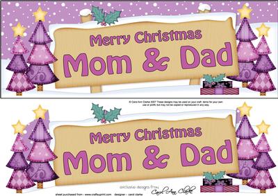 Xmas Mom & Dad Trees Signpost Large Dl Easicut 3D Decoupage