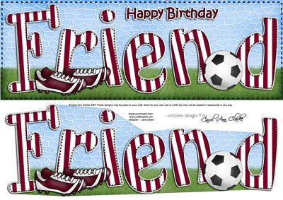 Large Dl Birthday Friend Football Card & 3D Decoupage