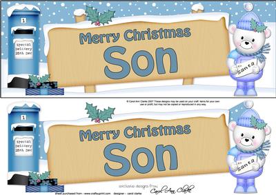 Christmas Son Teddy Signpost Lge Dl Easicut Decoupage