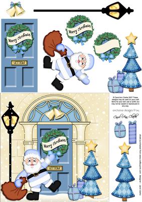 Santa's Sack Christmas Door Quick Card & 3D Decoupage