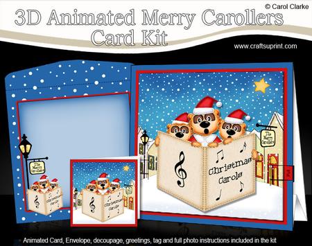3D Singing Meerkats Animated Merry Carollers Card Kit