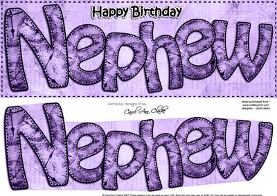 Large Dl Birthday Nephew Clocks 3D Decoupage