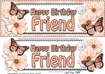 Large Dl Birthday Friend Floral Butterflies 3D Decoupage