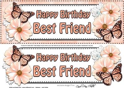 Large Dl Birthday Best Friend Floral Butterflies Decoupage