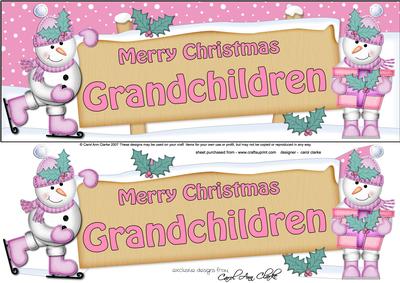 Xmas Grandchildren Snowmen Signpost Lge Dl Easicut Decoupage