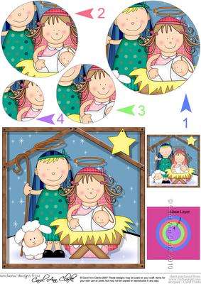 Xmas Nativity the Holy Family Circle Pyramage