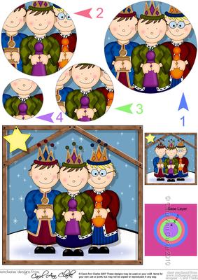 Xmas Nativity We Three Kings Circle Pyramage